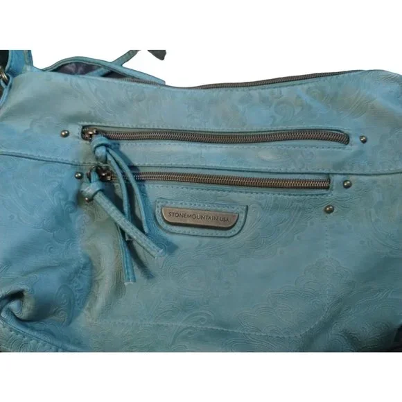 Stone Mountain USA Teal Handbag Shoulder Bag Purse Adjustable Strap Women's - Picture 9 of 16
